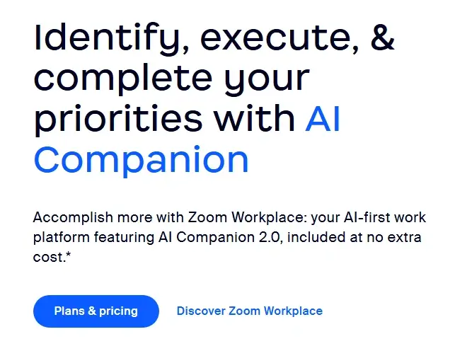 Homepage of Zoom, a virtual communication tool.