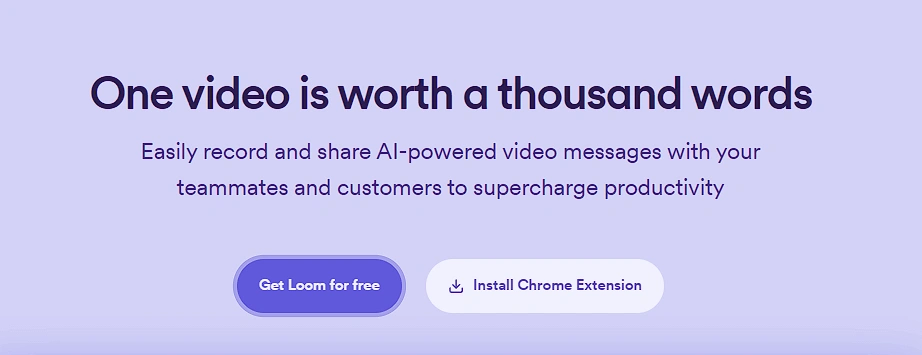 Homepage of Loom, an alternative to Clideo for screen recording.