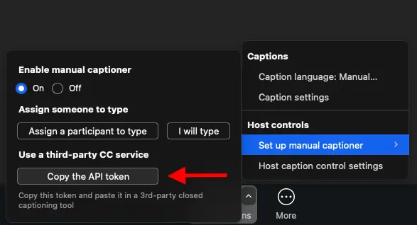 How to copy the API token on Zoom.