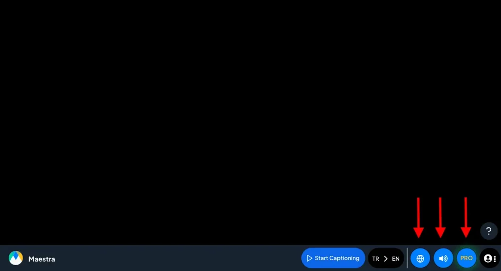 How to enable the Pro option for real-time speech translation in Maestra.
